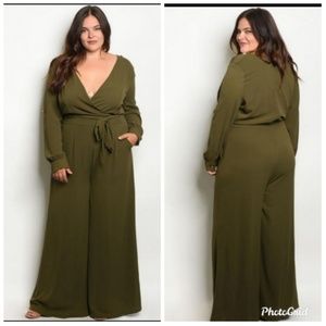 NEW Olive green plus size pocketed jumpsuit